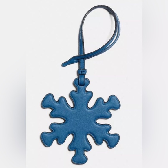 Coach Snowflake Glovetanned Leather Purse Charm Ornament Blue - RARE - Picture 2 of 2